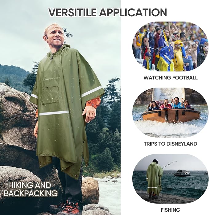PTEROMY Hooded Rain Poncho for Adult - Image 5
