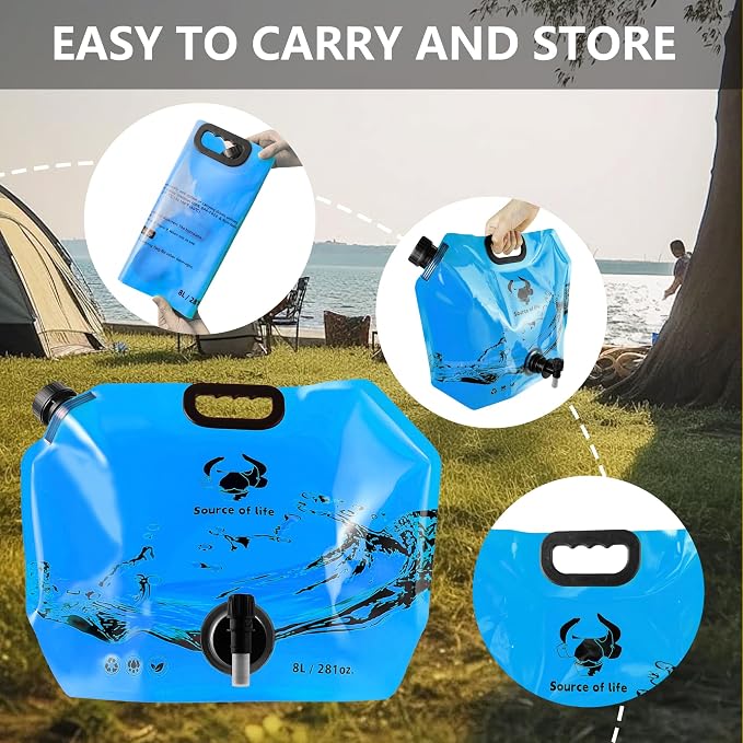 Collapsible 8L Water Storage Bag, BPA-Free Portable Folding Water Jug - Image 4