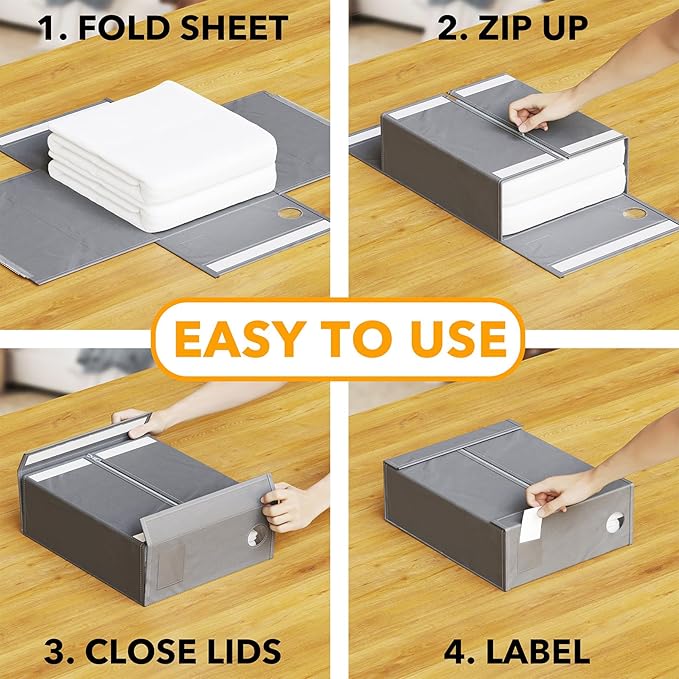 SpaceAid 8 Pack Bed Sheet Organizers and Storage, Foldable Sheet Organizer - Image 3