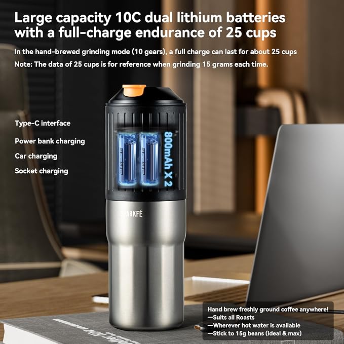 Portable Pour Over Coffee Maker, Rechargeable Electric Grinder - Image 5