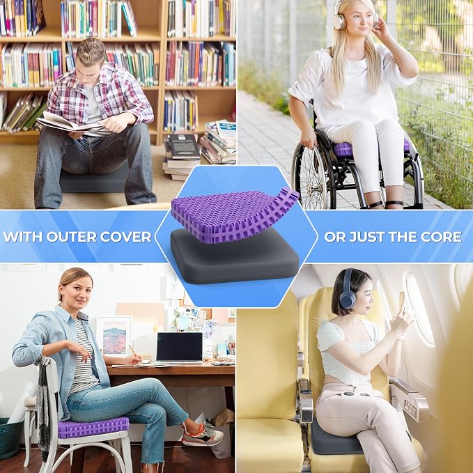 TushGuard Gel Seat Cushion for Long Sitting, Enlarged & Thickened Patent Design - Image 7