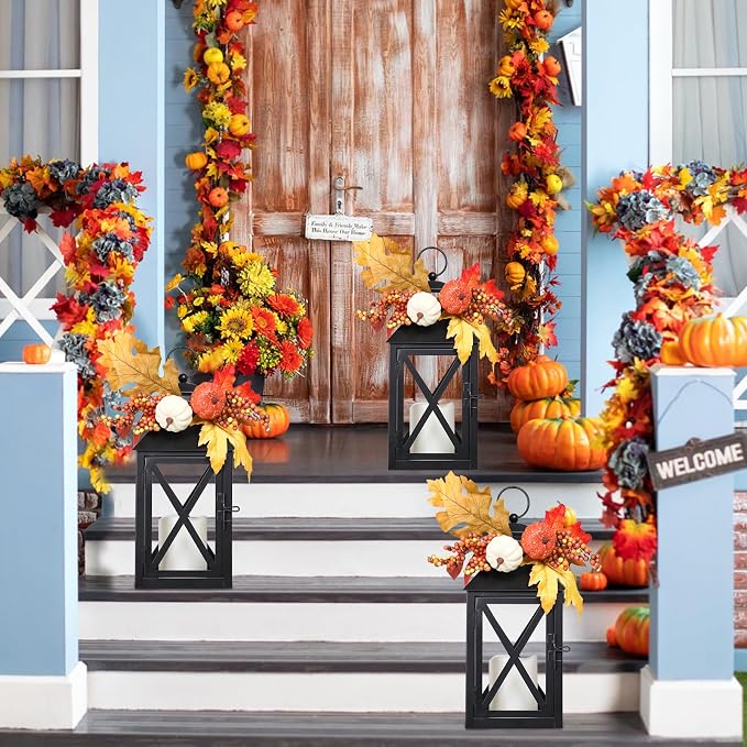 Fall Decor Lantern for Home, Large Decorative Lanterns Outdoor Waterproof 12" - Image 8