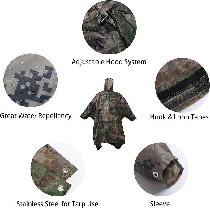 longsinger Rain Poncho for Adult, Waterproof Rain Poncho - Image 5