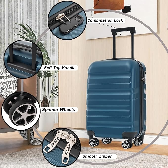 Merax Carry On Luggage Set 20 Inch Hardshell ABS Suitcase Airline Approved - Image 4