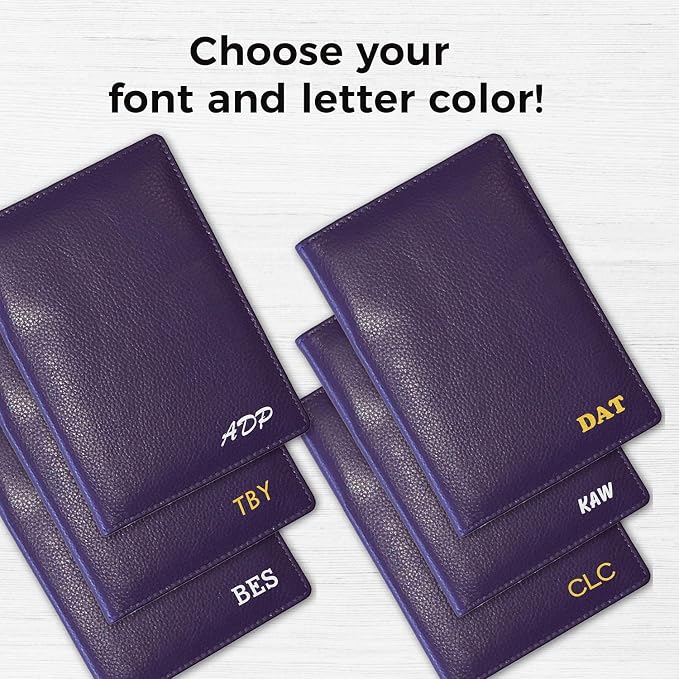 Personalized Monogrammed Dark Purple Leather RFID Passport Wallet - Image 3