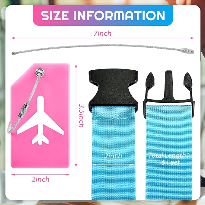 Weewooday 8 Pcs Luggage Straps Suitcase Tags Set - Image 2