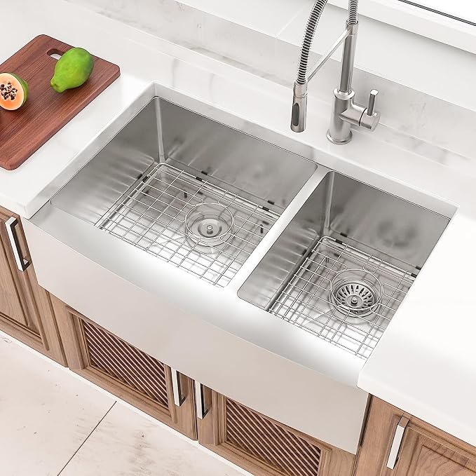 Lordear 36 Inch Double Bowl Farmhouse Kitchen Sink 36"x20-3/4"x10" Double Basin - Image 3