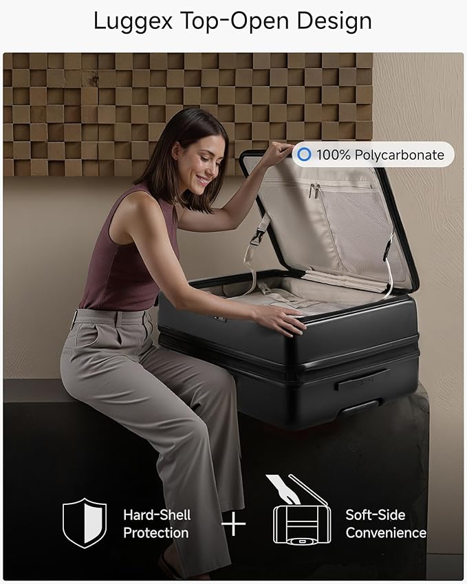 LUGGEX Checked Suitcase Top Opening, FLT Expandable Polycarbonate Hard Shell - Image 3