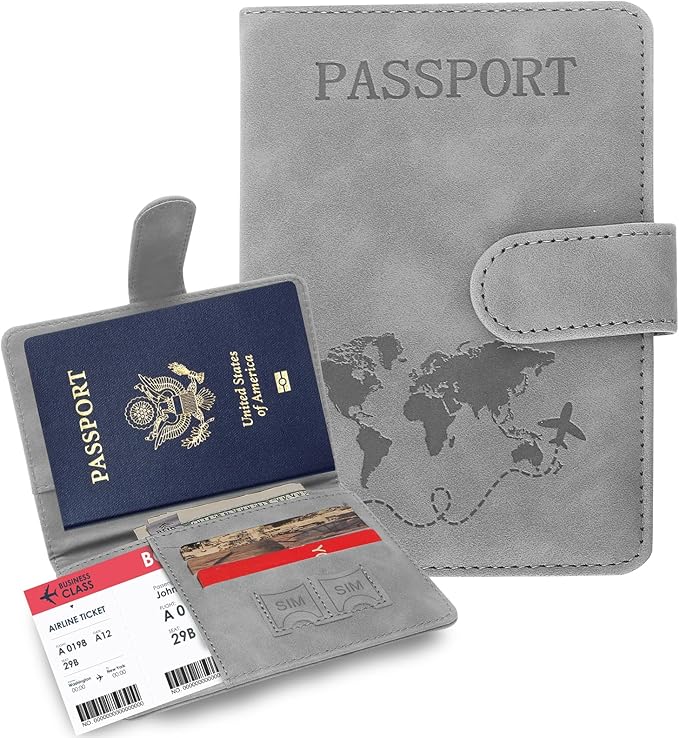 Passport Holders, RFID Blocking Credit Card Holder, PU Leather Vaccine Card by SOVIROSE