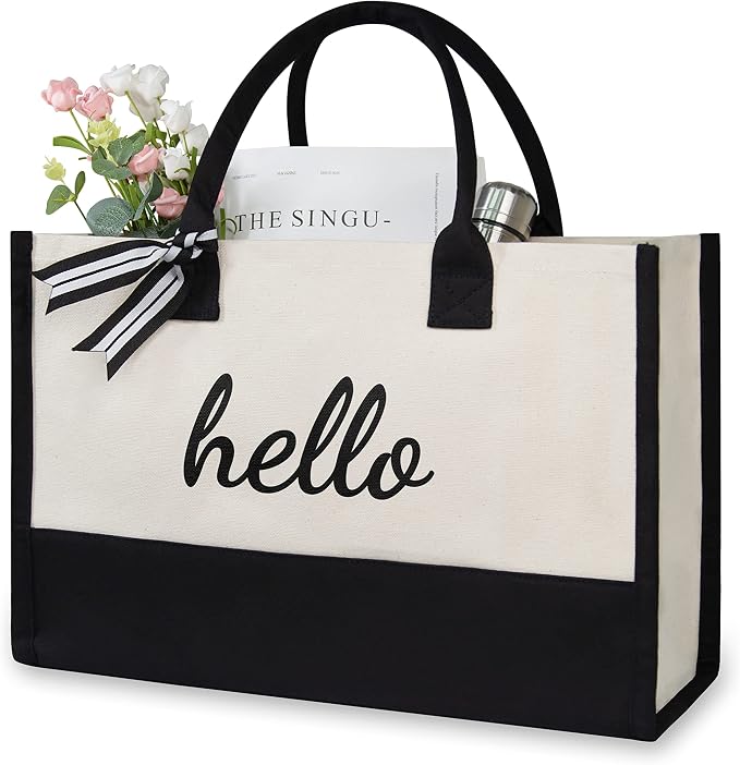 TOPDesign Personalized Initial Jute/Canvas Beach Bag, Monogrammed Gift Tote Bag by TOPDesign