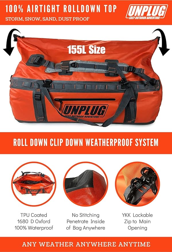 UNPLUG Ultimate Adventure Bag | 1680D Heavy Duty Waterproof Bag | Large Travel - Image 3