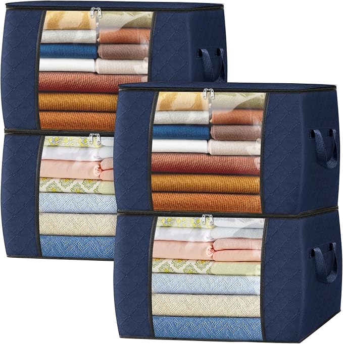 Fab totes 24 Gallons Clothes Storage, Foldable Thick Fabric Blanket Storage Bags by Fabtotes