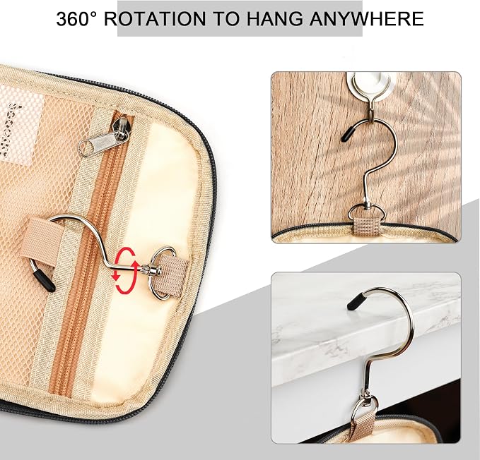 Hanging Travel Toiletry Bag for Women and Men, 6 Organizer Compartments - Image 4