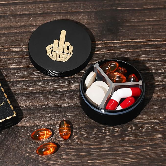 Small Pill Case 3 Compartments, Metal Round Portable Pill Box, Waterproof - Image 6