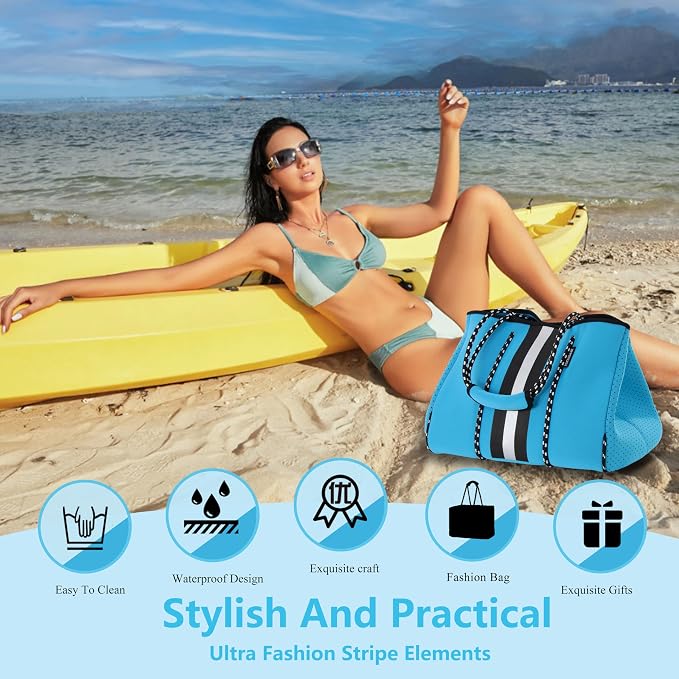 QOGiR Neoprene Multipurpose Beach Bag Tote - Image 6