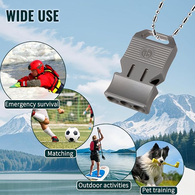 TACRAY Titanium Emergency Survival Whistle, Portable Necklace Whistle, Loud - Image 5