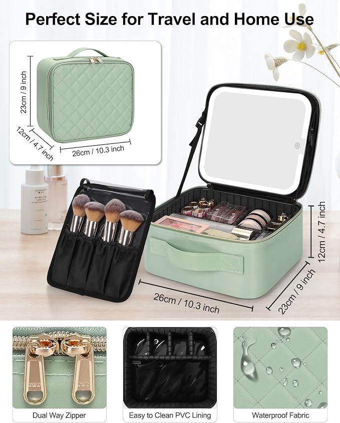 Chomeiu Makeup Bag with LED Mirror, Travel Makeup Case - Image 2