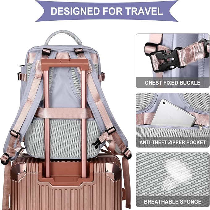 coowoz Large Travel Backpack For Women Men, Carry On Backpack Flight Approved - Image 6