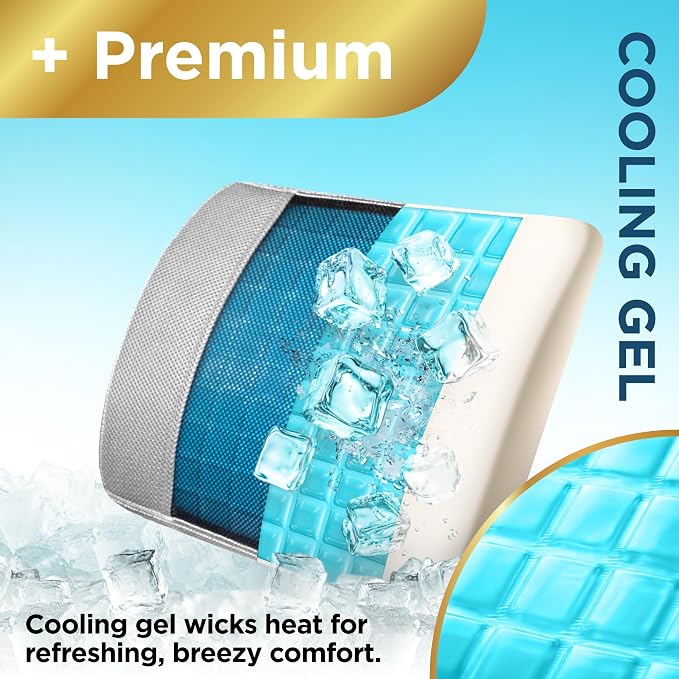 BLACK+DECKER Cooling Gel Lumbar Memory Foam Cushion – Ergonomic Back Support - Image 3