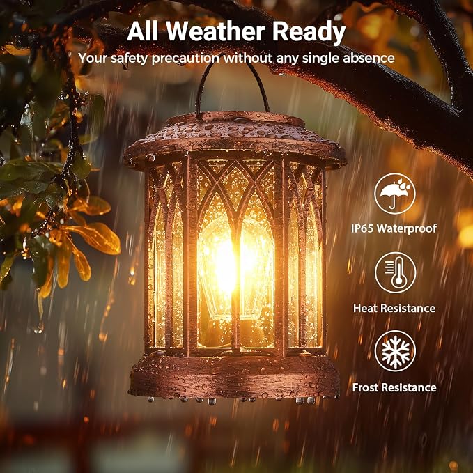 WdtPro Solar Lanterns Outdoor Hanging 2 Pack, Upgraded Bright Solar Lantern - Image 2
