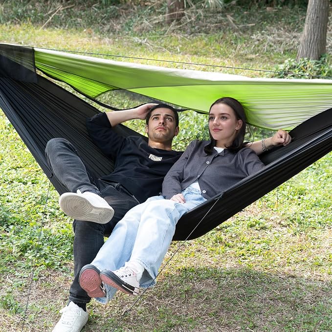 Camping Hammock with Mosquito Net and Sunshade, Backpacking Hammock with Ridge - Image 7
