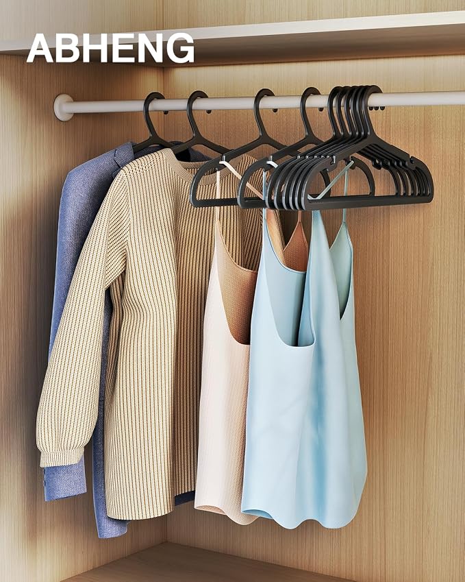 100 Pack Clothes Hangers, Non Slip Plastic Coat Hangers, Space Saving Hangers - Image 2