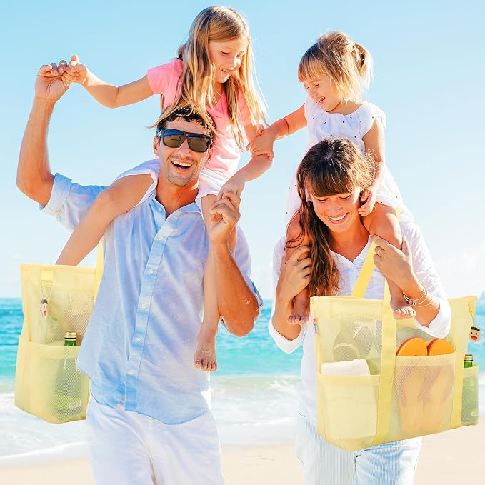 Tagitary Mesh Beach Bag with Zipper Large Beach Tote Waterproof Sandproof with - Image 7