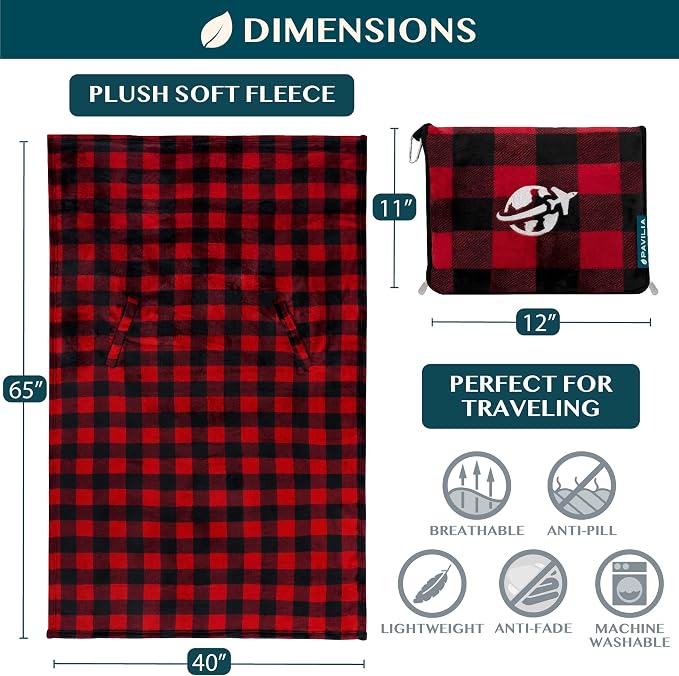 PAVILIA Travel Blanket and Pillow, Arms Opening Airplane Blankets - Image 7