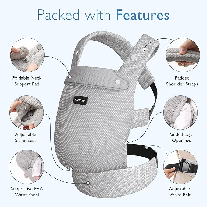 Momcozy Breathable Mesh Baby Carrier, Ergonomic and Lightweight Infant Carrier - Image 5