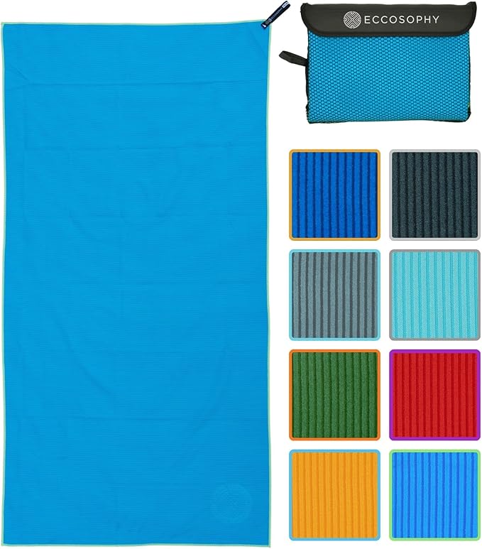 ECCOSOPHY Microfiber Beach Towel – Quick Dry Gym Towel, Highly Absorbent by ECCOSOPHY