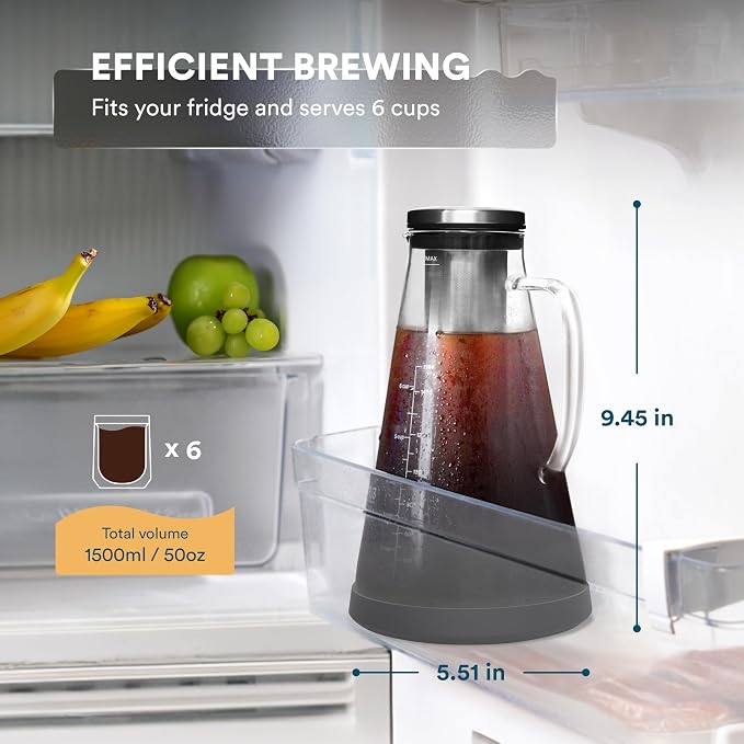 OVALWARE Airtight Cold Brew Iced Coffee Maker Pitcher - Image 2