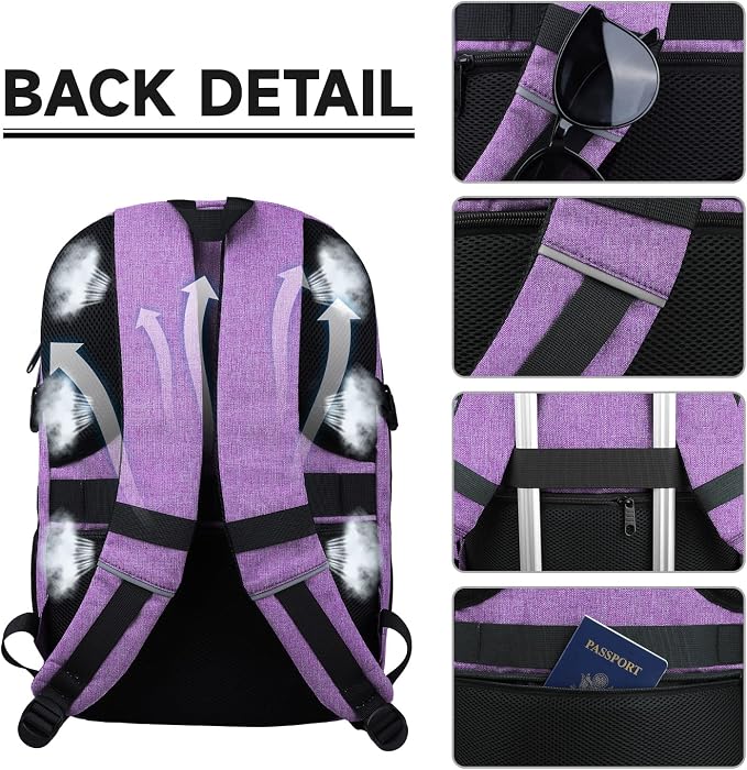 Lapsouno Extra Large Travel Backpack, Travel Laptop Backpack, TSA Friendly - Image 4