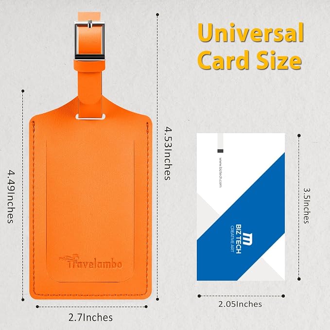 8 Pack Leather Luggage Travel Bag Tags by Travelambo - Image 2
