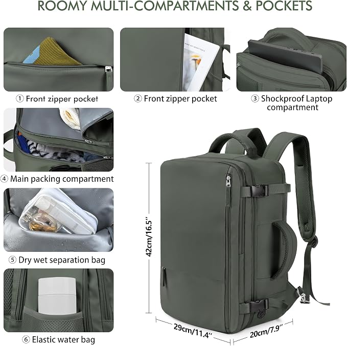 Beraliy Travel Backpack for Men Women, Carry On Backpack, 16 Inch Laptop - Image 6
