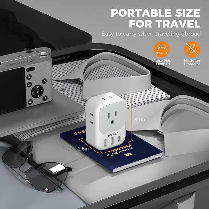 Switzerland Power Adapter 2 Pack, TESSAN Type J Adaptor - Image 5