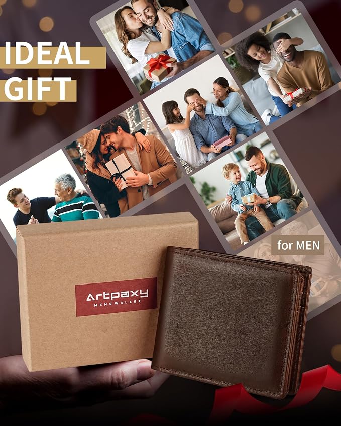 Mens Wallet Genuine Leather Bifold RFID Blocking Wallet - Image 6
