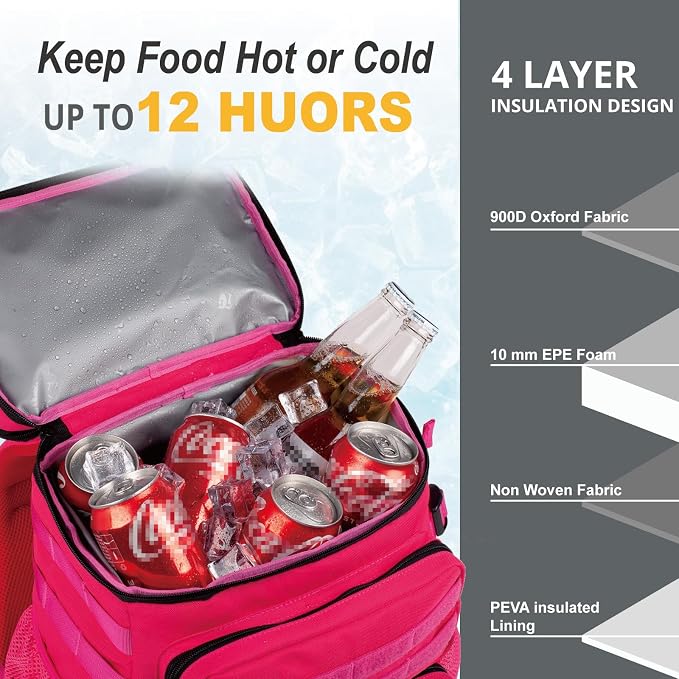 Tactical Backpack Cooler, Soft Lightweight Leakproof Cooler Backpack, Insulated - Image 3