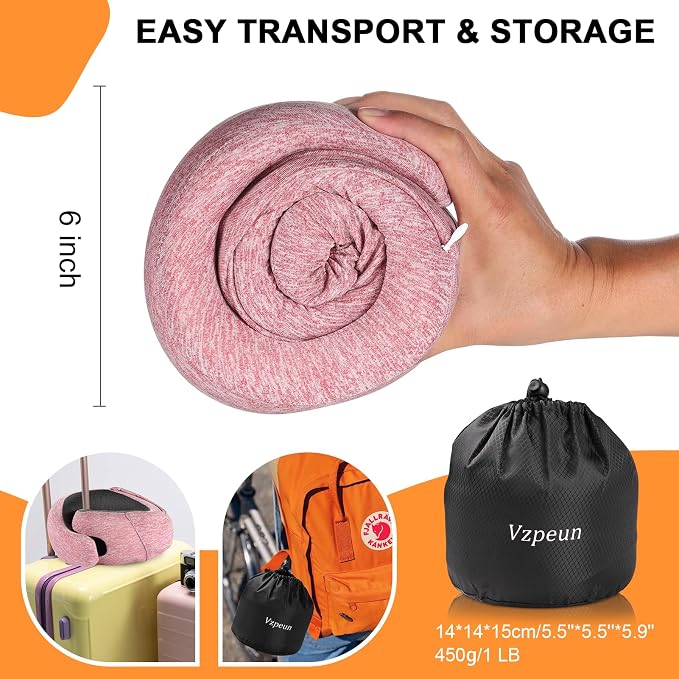 Travel Pillow - Hooded Neck Pillow Airplane Memory Foam Filling - Image 6