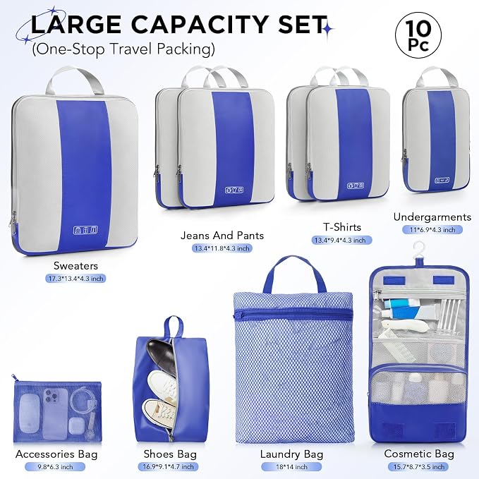 10 Set Compression Packing Cubes - Image 2