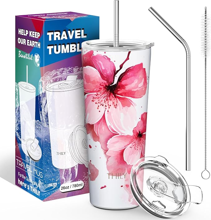 THILY Stainless Steel Vacuum Insulated Tumbler Travel Mug 26 oz Coffee Cup - Image 5