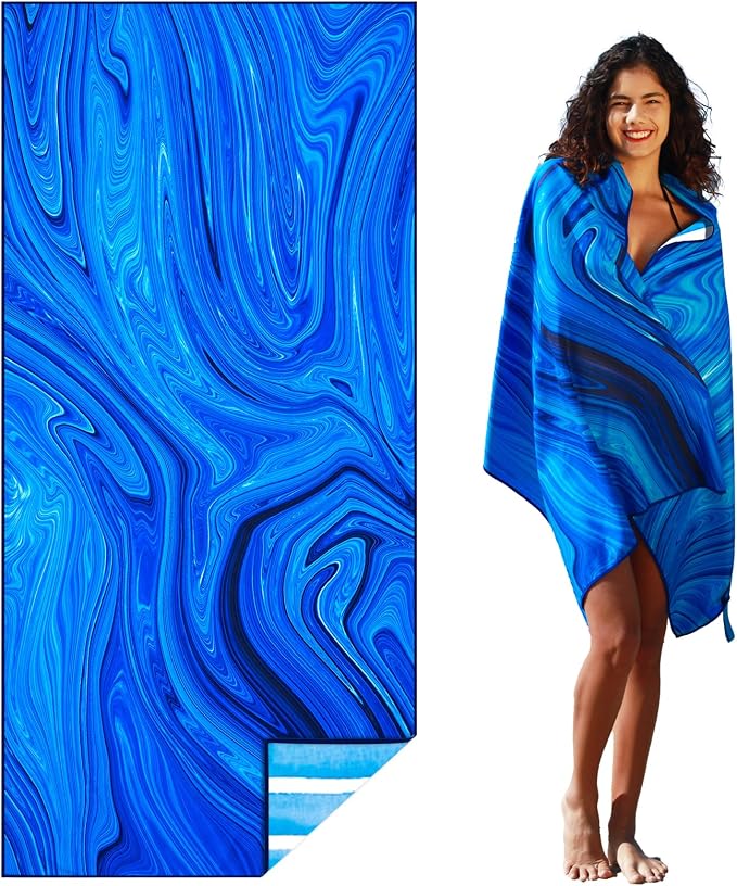 Microfiber Lightweight Beach Towel Sand Free Quick Dry Absorbent Thin Compact by WIDDONEN
