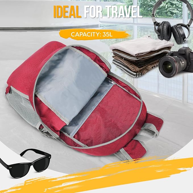 ZOMAKE Lightweight Packable Backpack 35L, Light Foldable Backpacks Water - Image 4