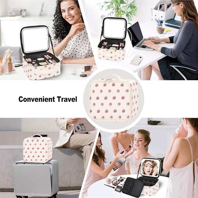 Makeup Bag With LED Mirror, Travel Makeup Case with Light up Mirror Fashion - Image 6