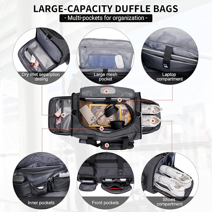WITZMAN Travel Duffel Bags for Men Large Carry On Weekender Overnight Bag 3 in - Image 3