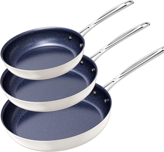 Nuwave 3-Piece Fry Pan Set, 12” Forged Lightweight, G10 Healthy Duralon Blue by NuWave