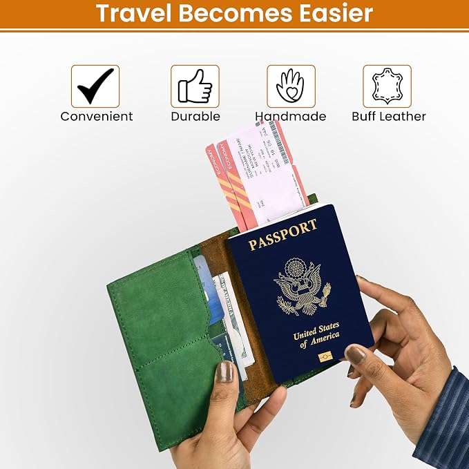 LEATHER VILLAGE Leather Passport Holder Cover – Travel Wallet - Image 4