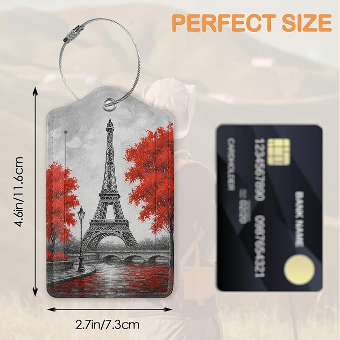Eiffel Tower Paris 3 PCS PU Leather Luggage Tags - Image 2