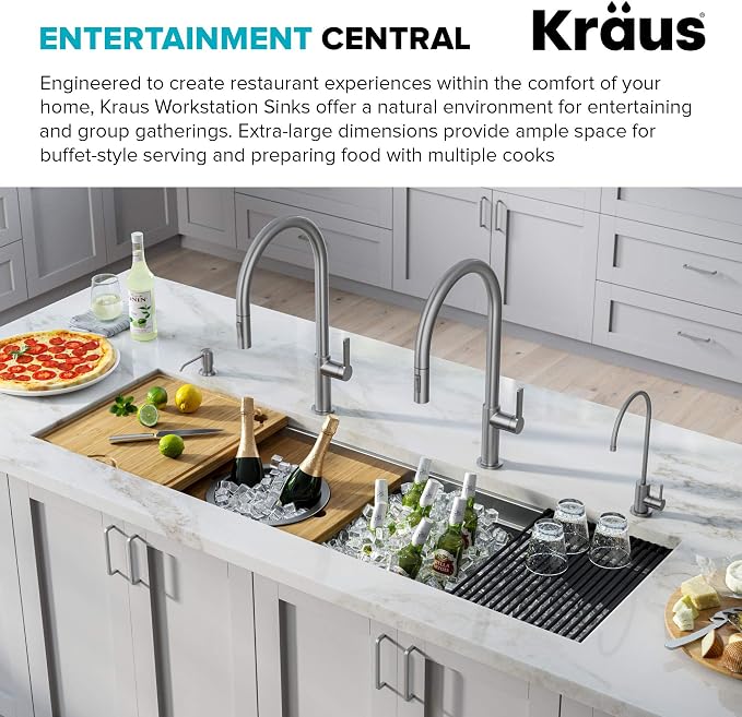 KRAUS Kore 57-inch Undermount Workstation 16 Gauge Single Bowl Stainless Steel - Image 4