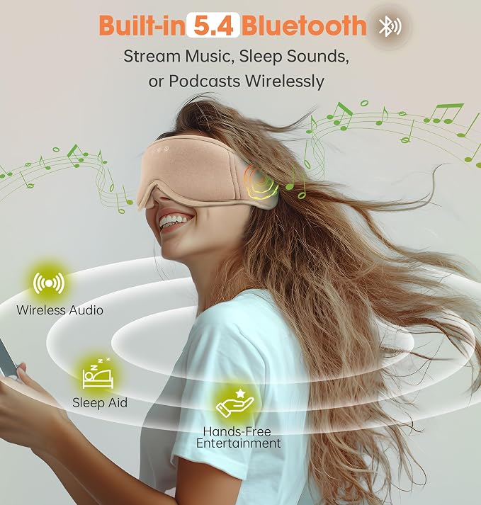 Sleep Mask with Headphones Bluetooth 5.4，LC-dolida 2025 New 3D Bluetooth Sleep - Image 4