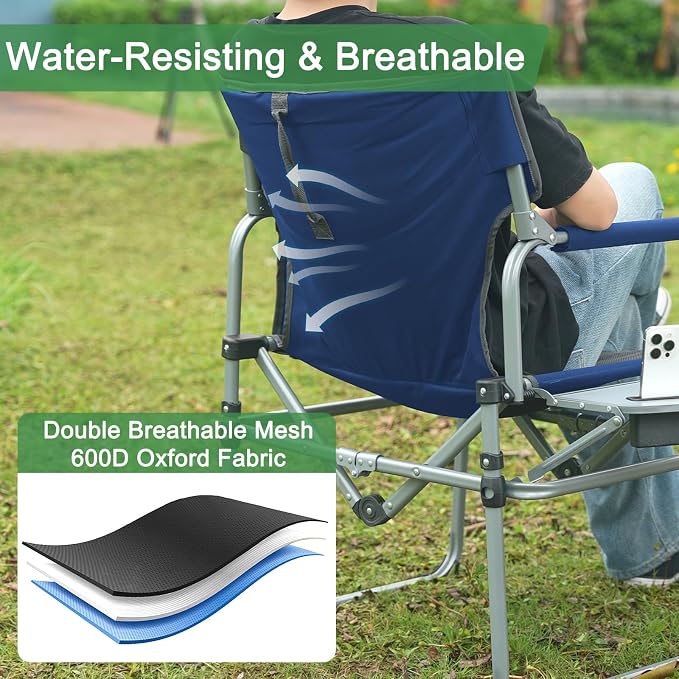Romswi 2PK Folding Director Chairs, Camping Chair - Image 3